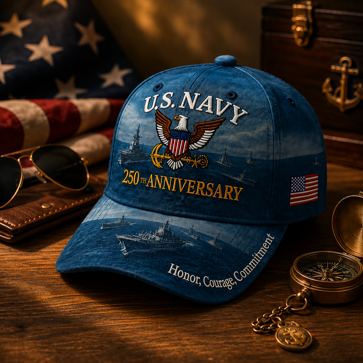 🔥Limited time 70% OFF -✨U.S. Military 250th Anniversary Embroidered Cap (Marine Corps & Navy Edition)