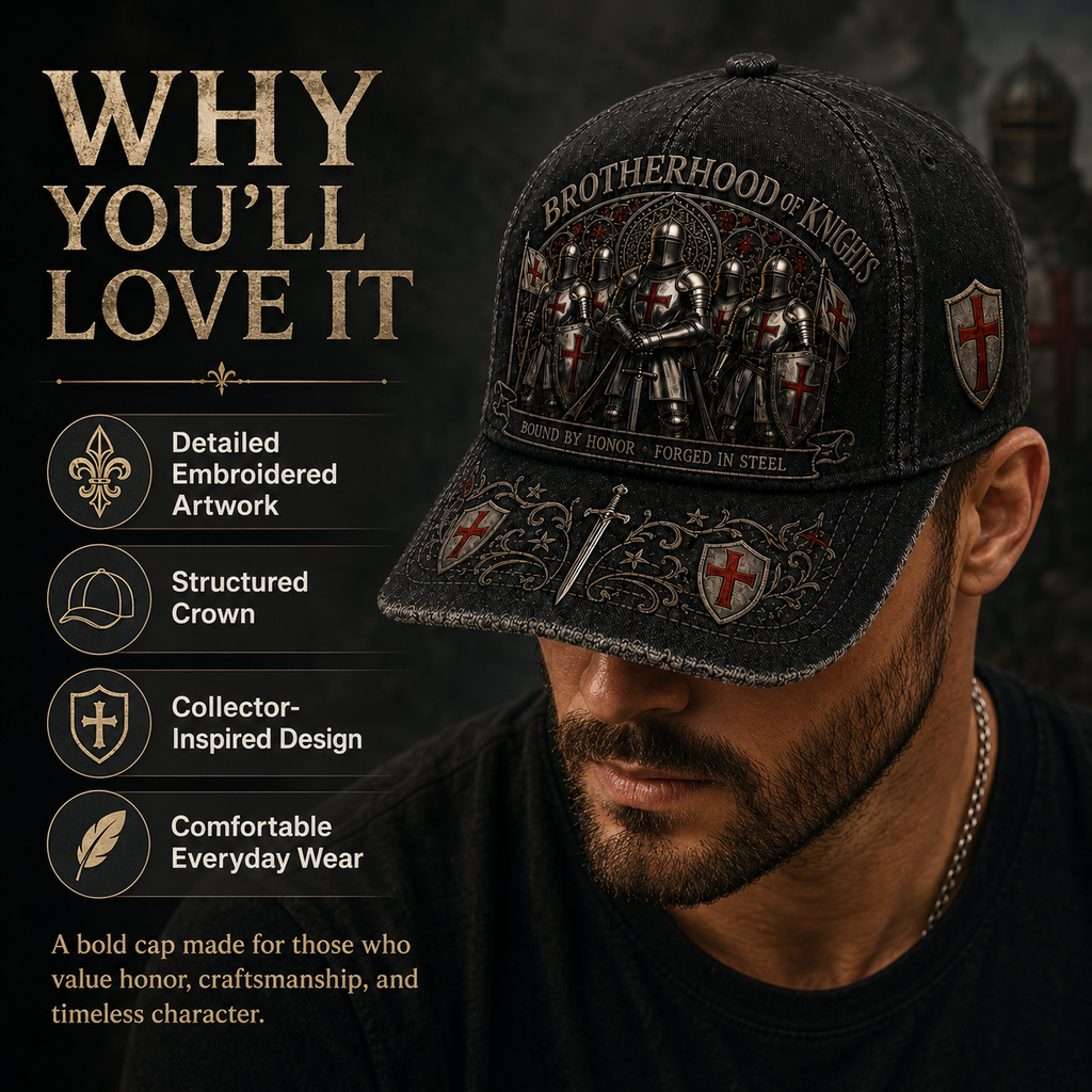 🔥Limited time 70% OFF - ⚔️ Brotherhood Of Knights Honor Cap 🎁 Free Honor Coin With Every Cap Purchase