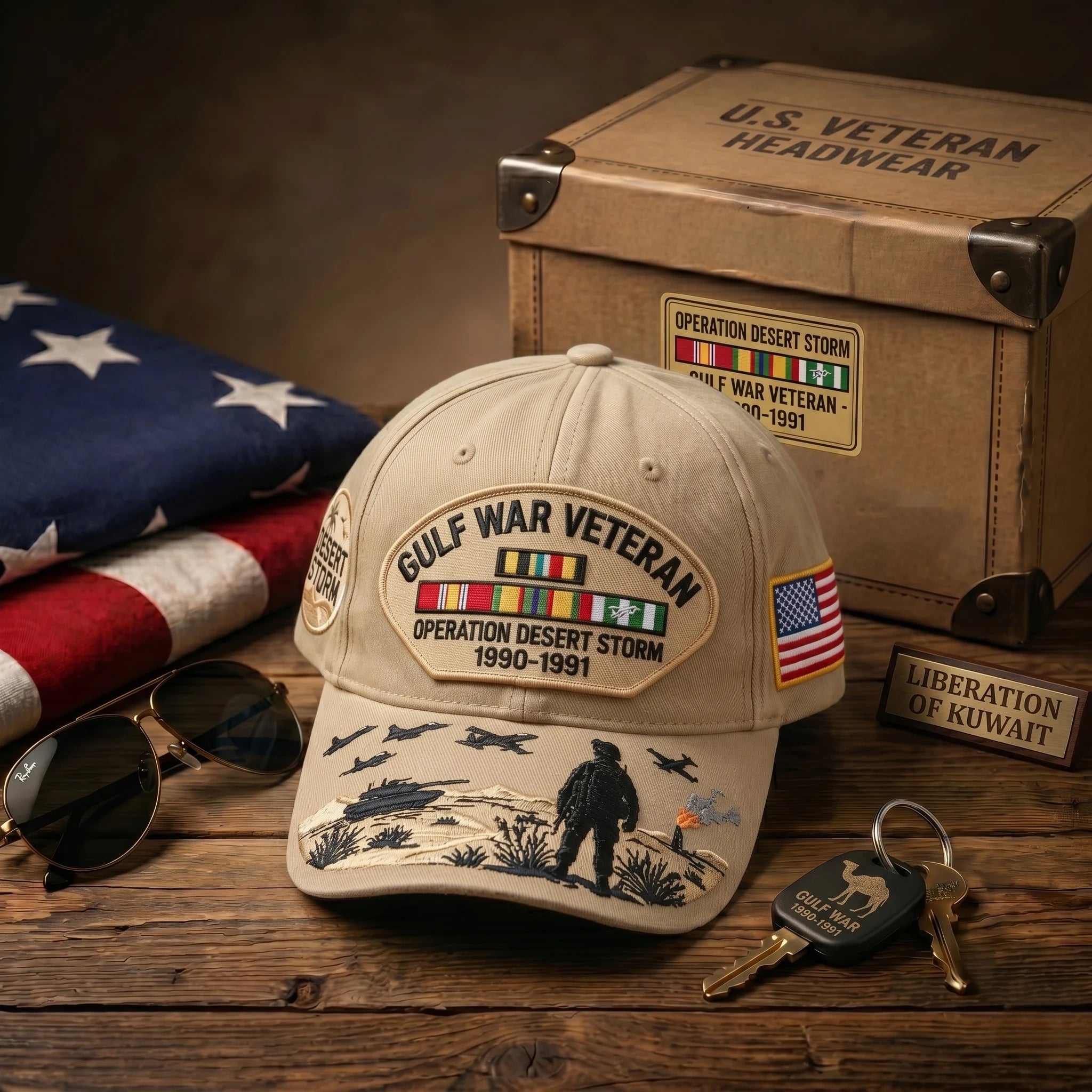 ⚡ Limited Production -Stock Moves Quickly ⚡Gulf War Veteran Tribute Cap🎁 Free Honor Coin With Every Cap Purchase