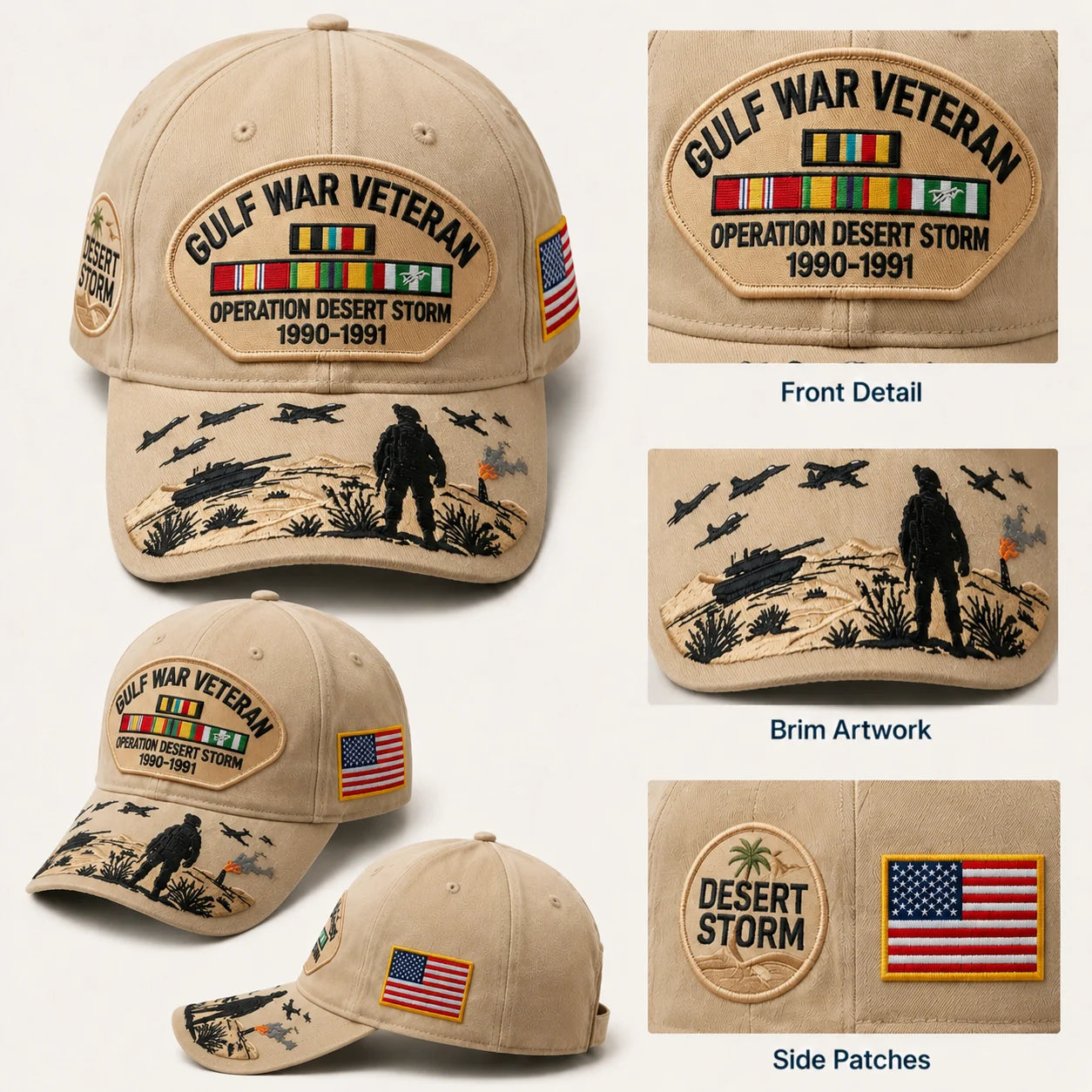 ⚡ Limited Production -Stock Moves Quickly ⚡Gulf War Veteran Tribute Cap🎁 Free Honor Coin With Every Cap Purchase