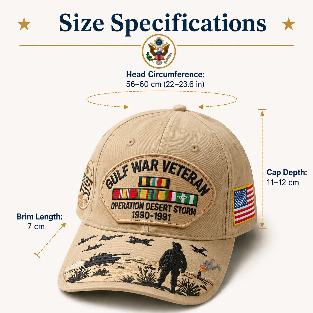 ⚡ Limited Production -Stock Moves Quickly ⚡Gulf War Veteran Tribute Cap🎁 Free Honor Coin With Every Cap Purchase