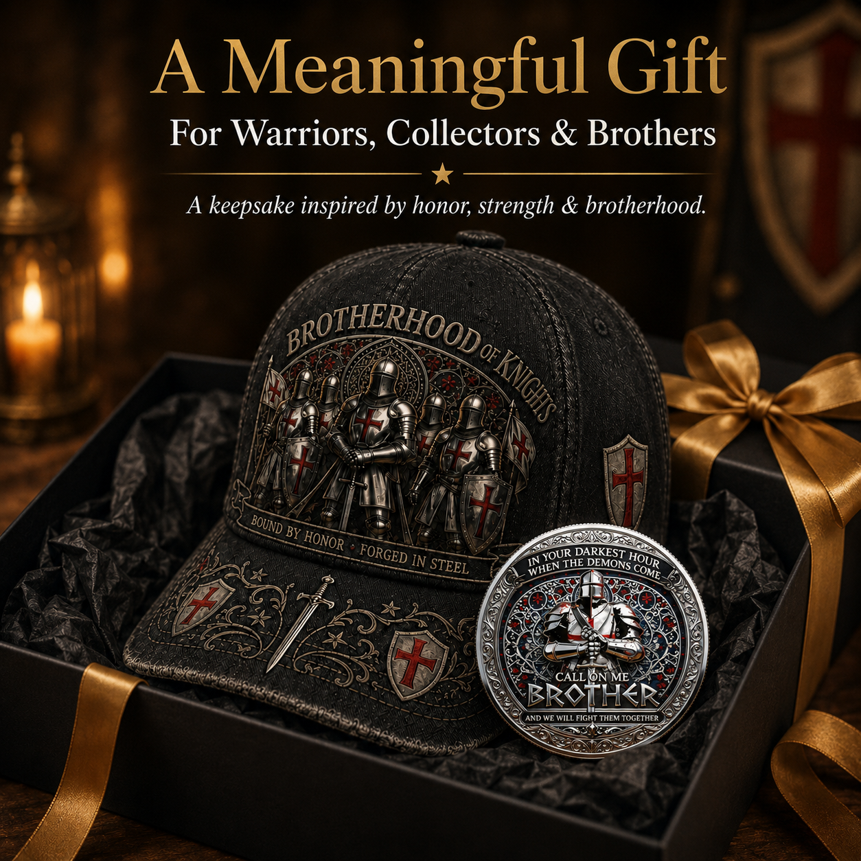 🔥Limited time 70% OFF - ⚔️ Brotherhood Of Knights Honor Cap 🎁 Free Honor Coin With Every Cap Purchase