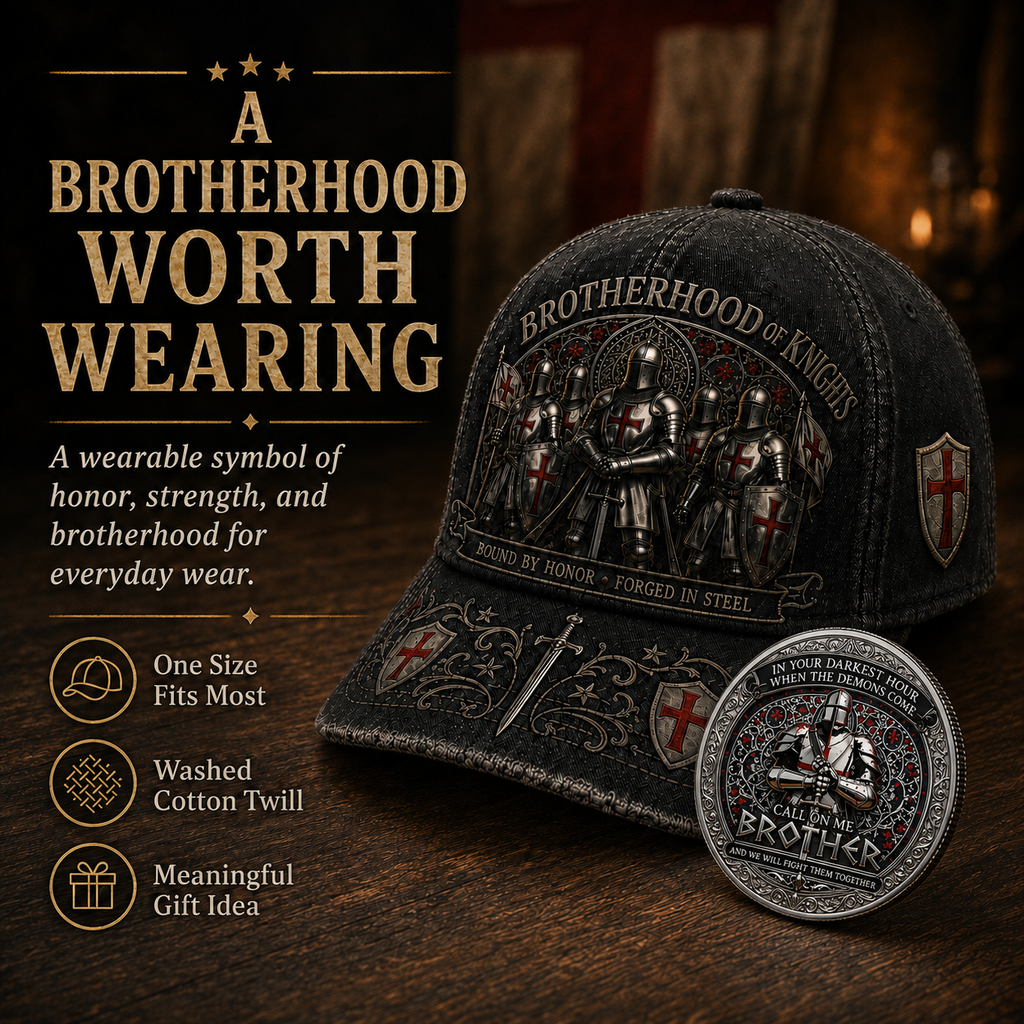 🔥Limited time 70% OFF - ⚔️ Brotherhood Of Knights Honor Cap 🎁 Free Honor Coin With Every Cap Purchase