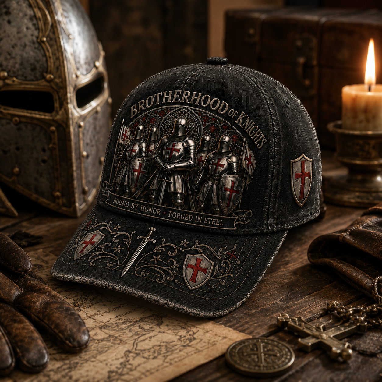 🔥Limited time 70% OFF - ⚔️ Brotherhood Of Knights Honor Cap 🎁 Free Honor Coin With Every Cap Purchase