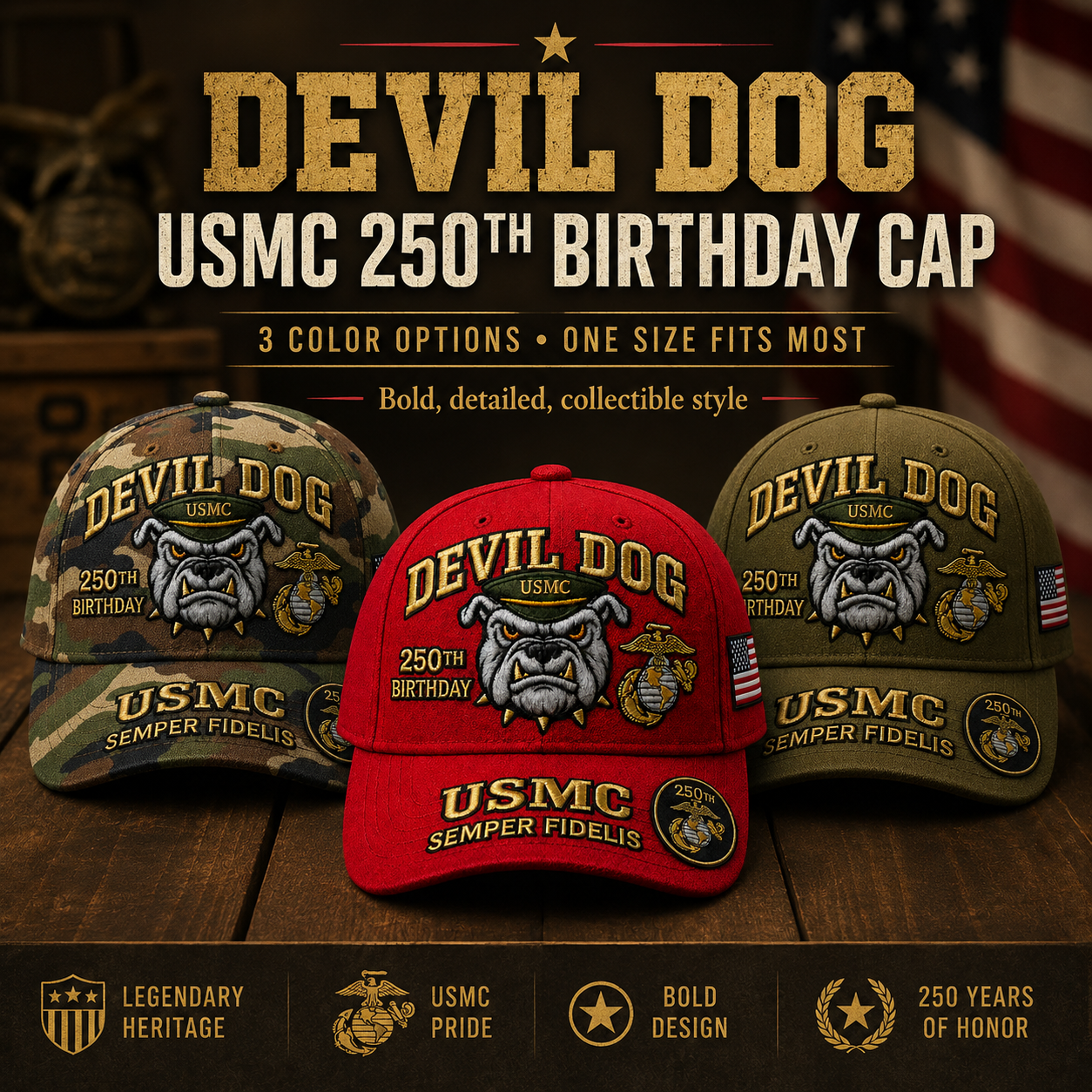 🔥250th Anniversary 70% OFF - 🦅Devil Dog USMC 250th Birthday Commemorative Cap (🔥Buy 2 FREE SHIPPING)