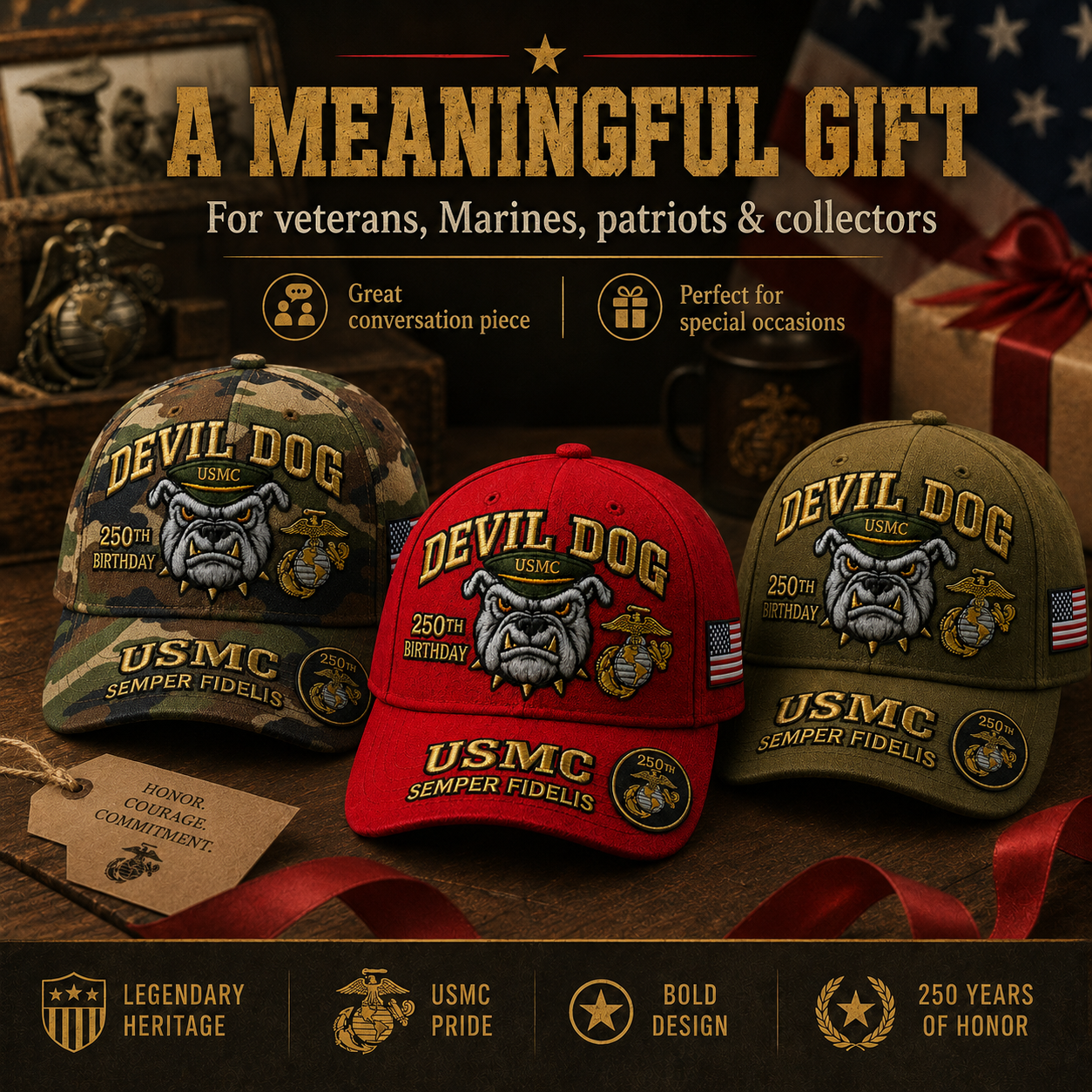 🔥250th Anniversary 70% OFF - 🦅Devil Dog USMC 250th Birthday Commemorative Cap (🔥Buy 2 FREE SHIPPING)