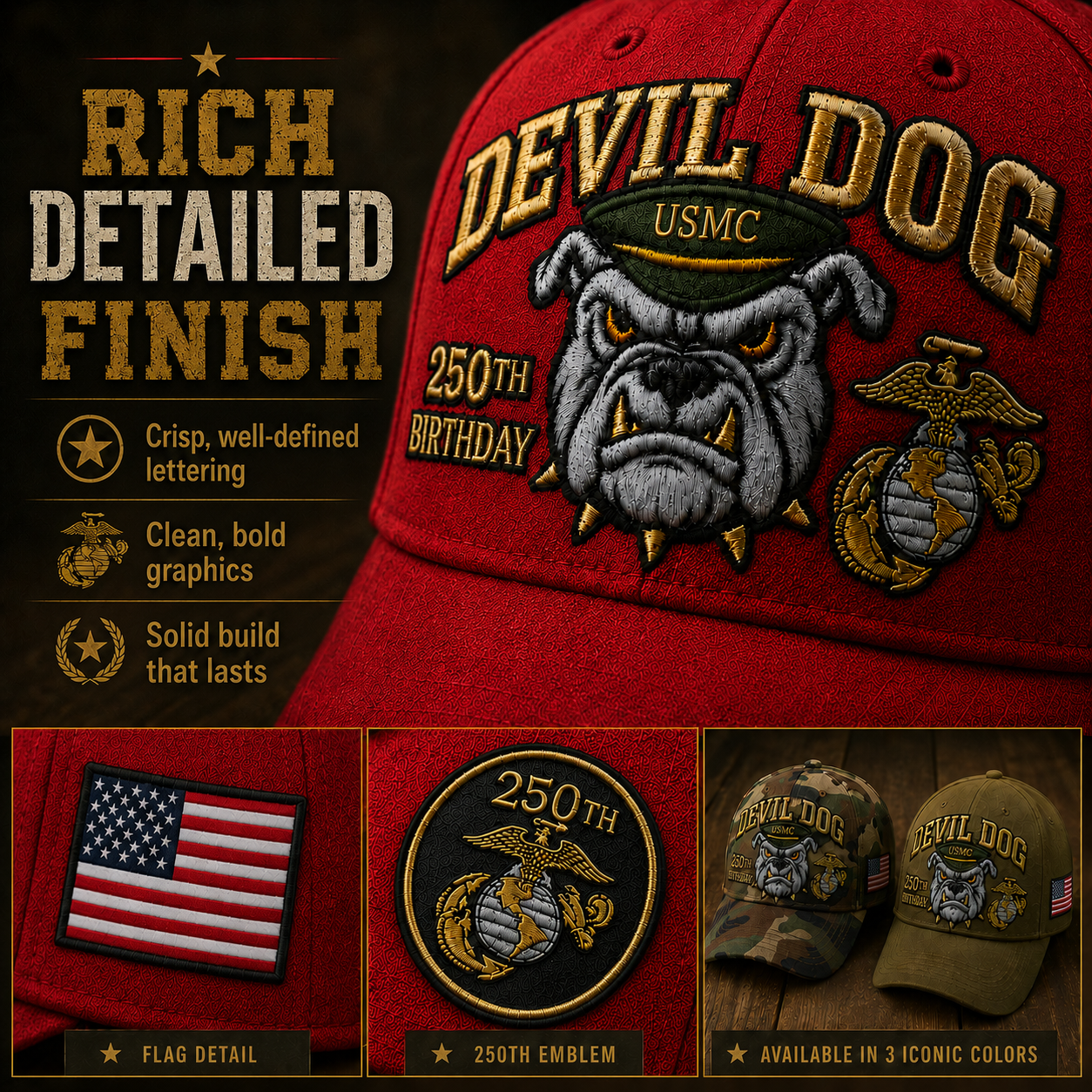 🔥250th Anniversary 70% OFF - 🦅Devil Dog USMC 250th Birthday Commemorative Cap (🔥Buy 2 FREE SHIPPING)