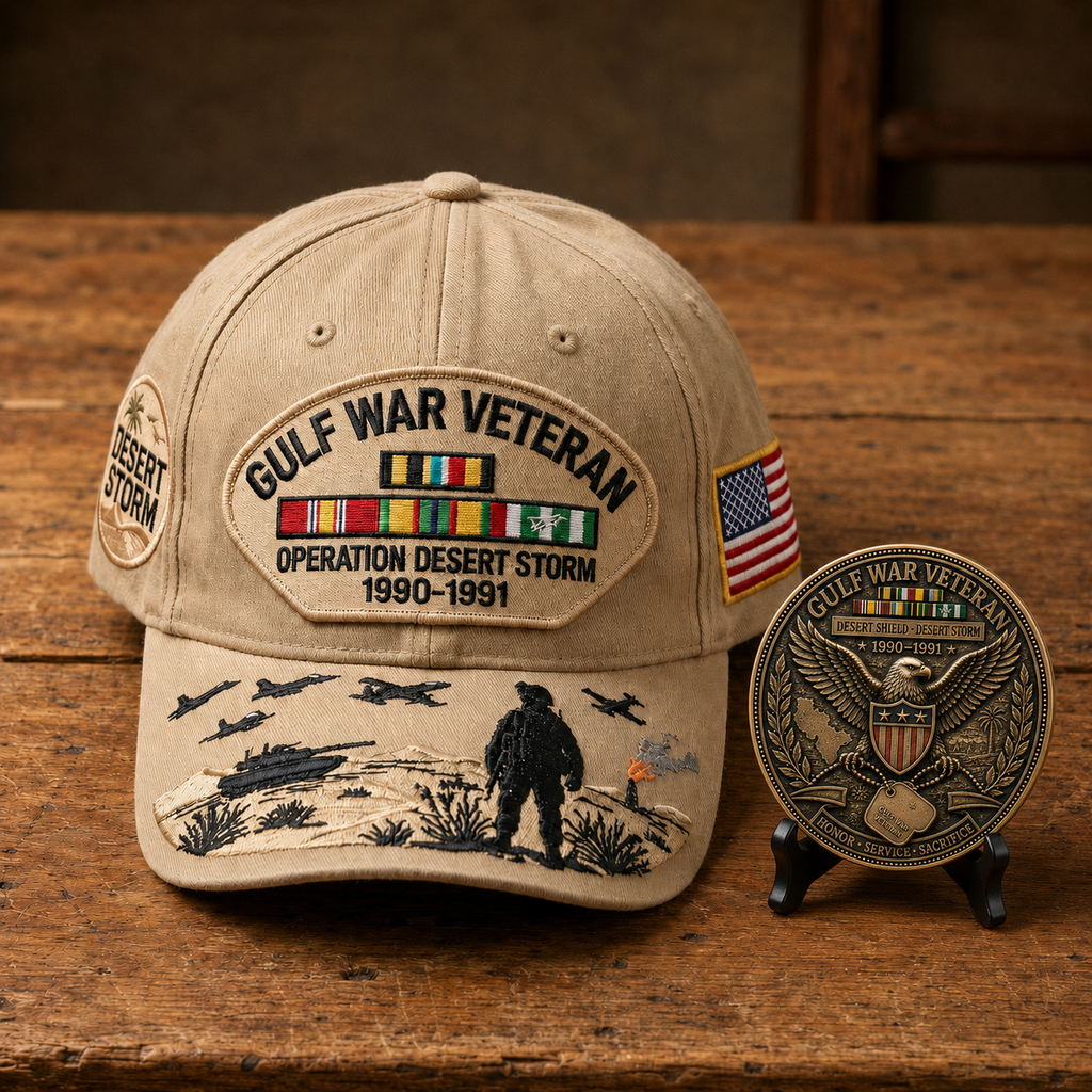 ⚡ Limited Production -Stock Moves Quickly ⚡Gulf War Veteran Tribute Cap🎁 Free Honor Coin With Every Cap Purchase