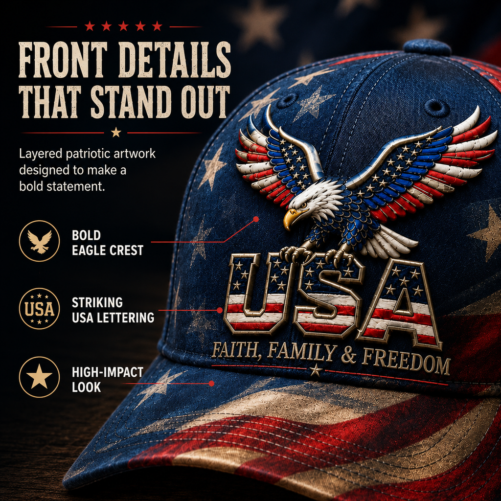🔥Limited time 70% OFF -🦅USA Faith, Family & Freedom Cap(Breathable & Lightweight Comfort & Unisex Fit)