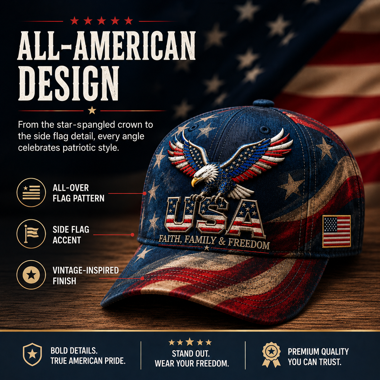 🔥Limited time 70% OFF -🦅USA Faith, Family & Freedom Cap(Breathable & Lightweight Comfort & Unisex Fit)
