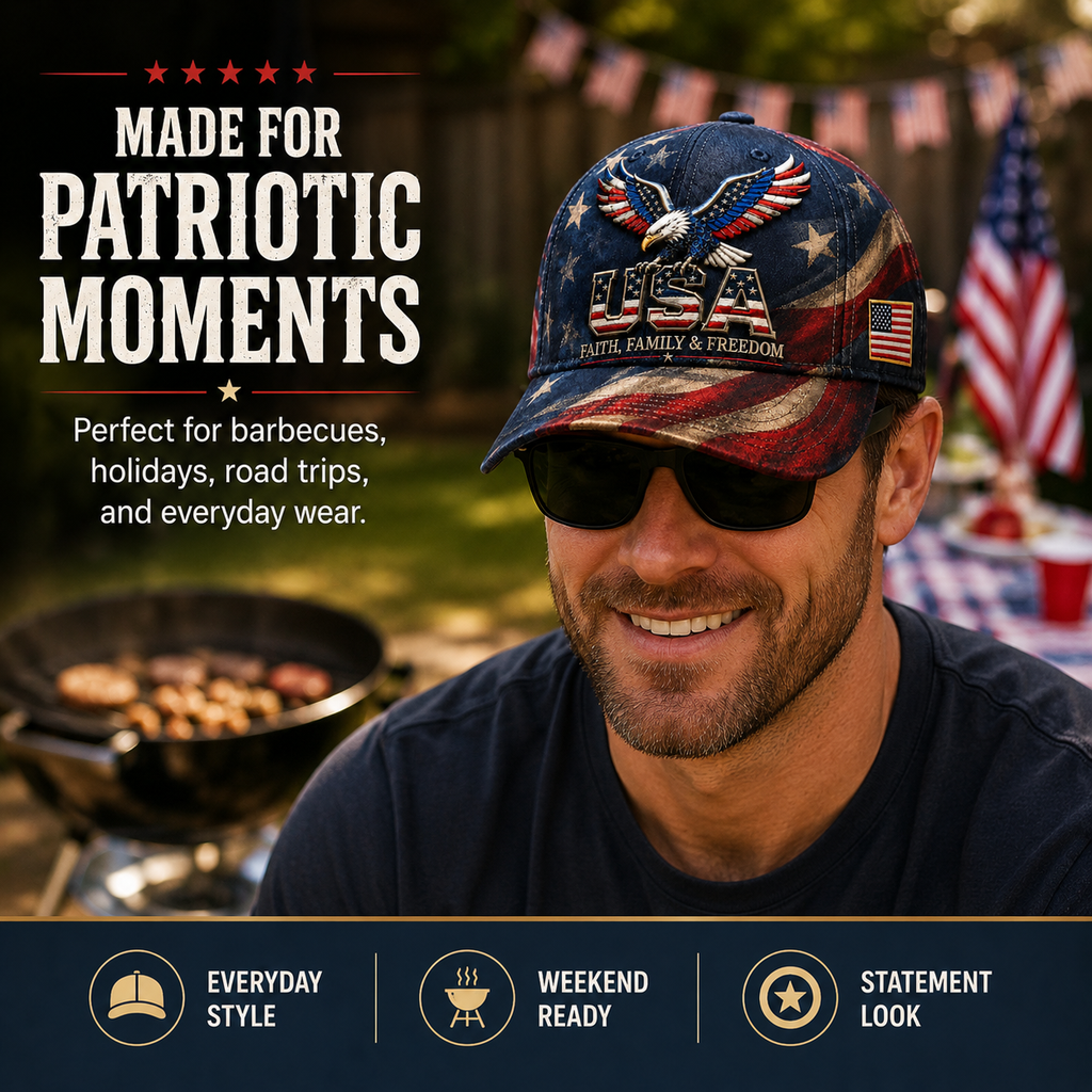 🔥Limited time 70% OFF -🦅USA Faith, Family & Freedom Cap(Breathable & Lightweight Comfort & Unisex Fit)
