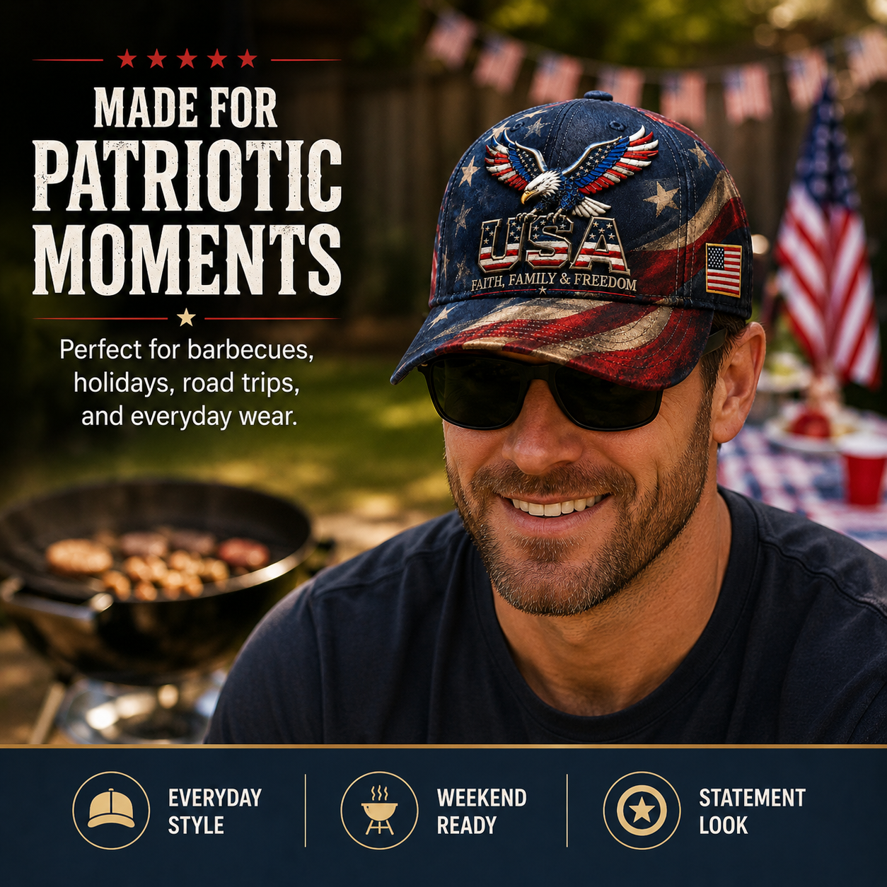 🔥Limited time 70% OFF -🦅USA Faith, Family & Freedom Cap(Breathable & Lightweight Comfort & Unisex Fit)
