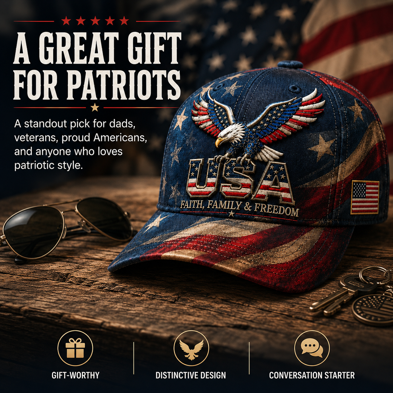 🔥Limited time 70% OFF -🦅USA Faith, Family & Freedom Cap(Breathable & Lightweight Comfort & Unisex Fit)