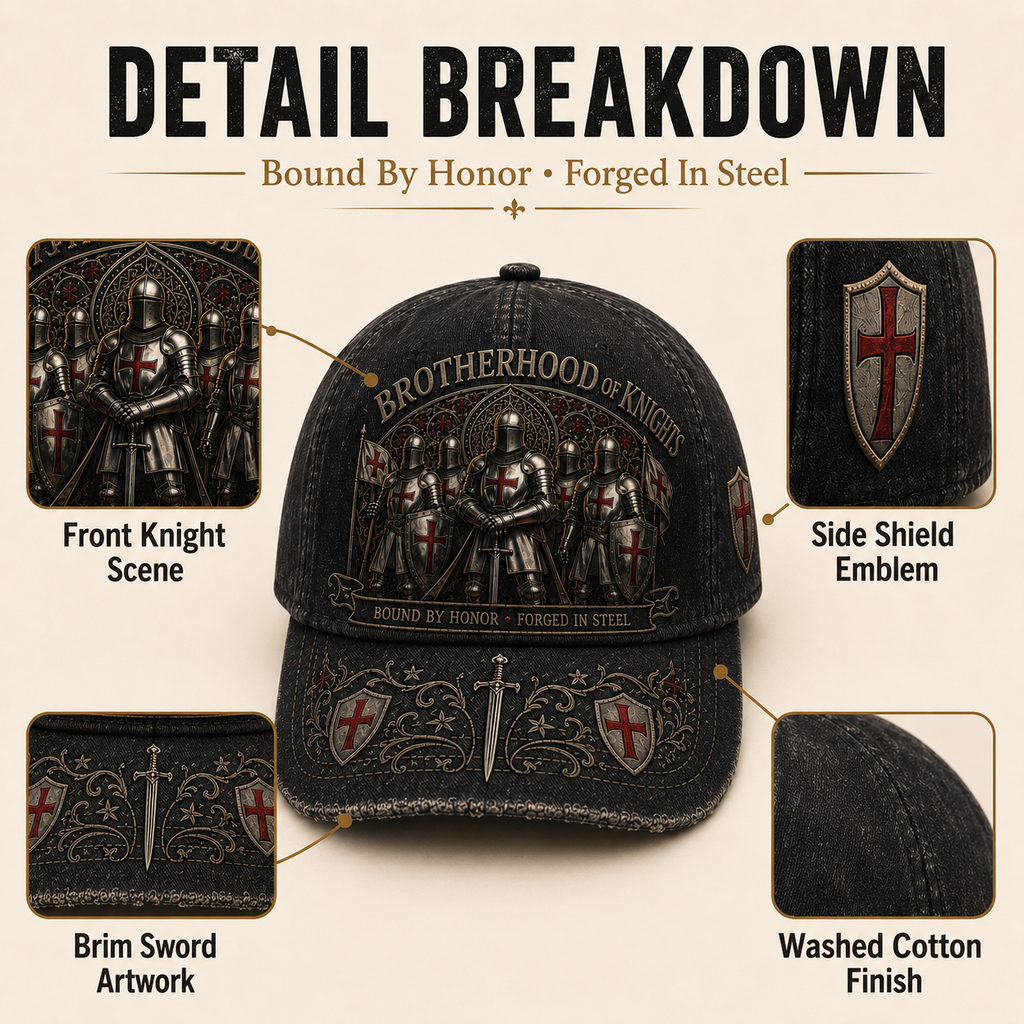 🔥Limited time 70% OFF - ⚔️ Brotherhood Of Knights Honor Cap 🎁 Free Honor Coin With Every Cap Purchase