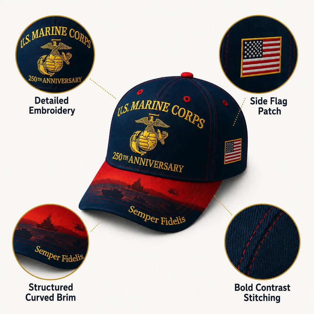 🔥Limited time 70% OFF -✨U.S. Military 250th Anniversary Embroidered Cap (Marine Corps & Navy Edition)